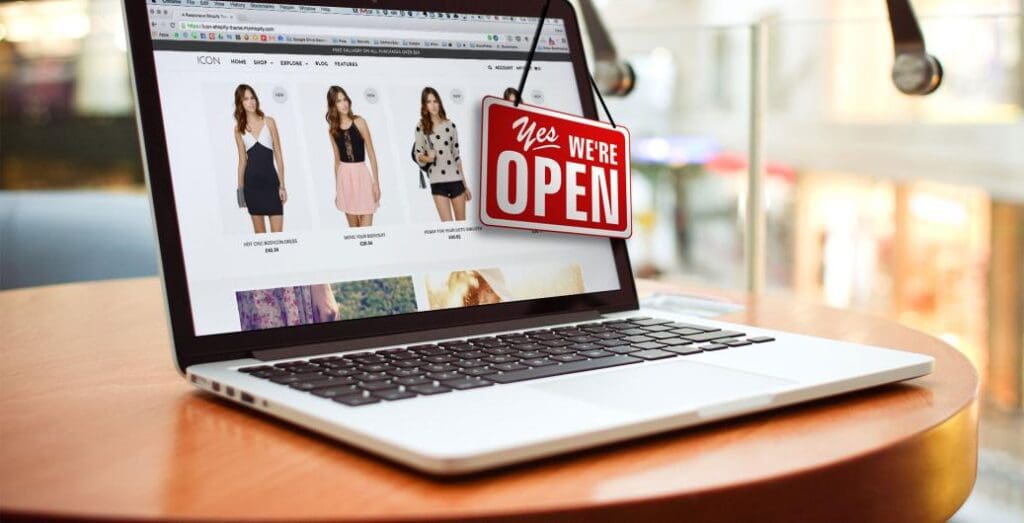 computer displaying ecommerce web design