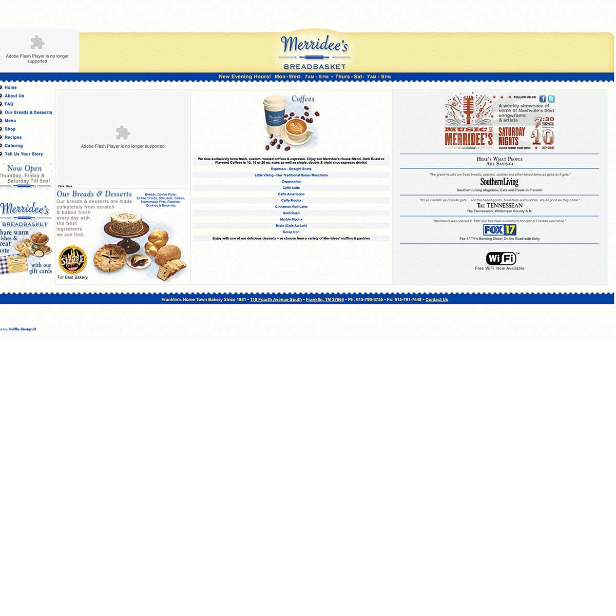 merridees website before nashville web designers worked together to recreate it to include digital marketing seo support